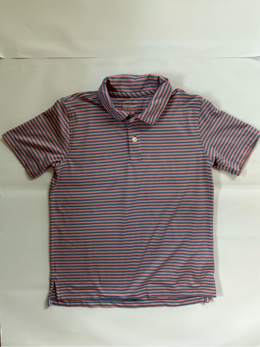 Crewcuts Pink and Teal Striped Performance Polo
